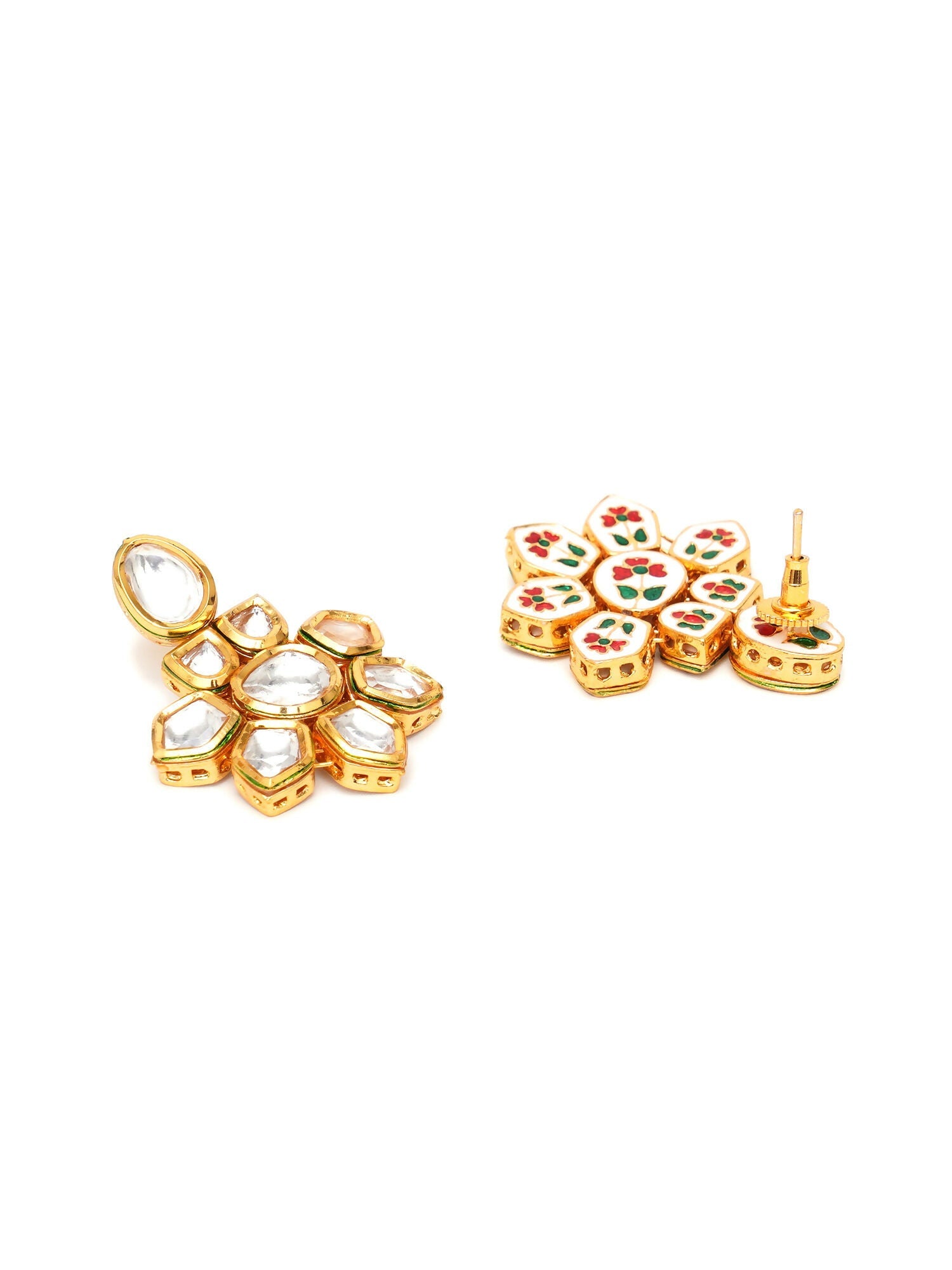 Kundan Earrings (Gold) - Ruby Raang - Grab2buy