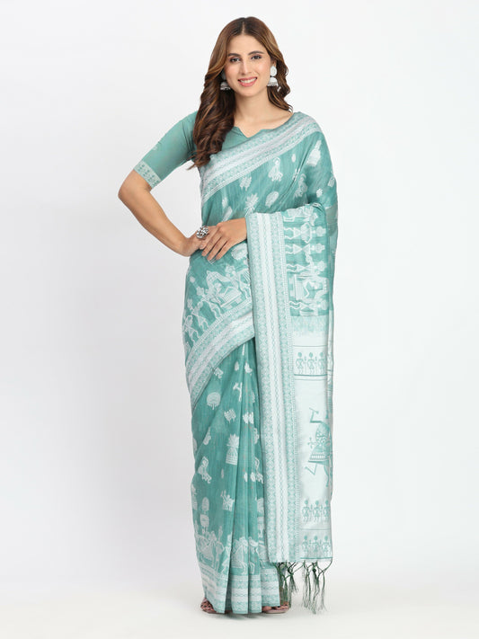 Shree Shyam Fashion Linen Cotton Mustard Saree