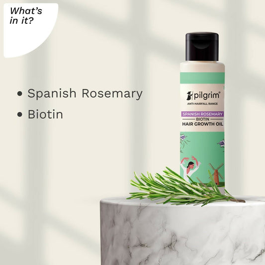 Pilgrim Spanish Rosemary & Biotin Hair Growth Oil To Control Hair Fall & Strengthens Hair - Grab2buy