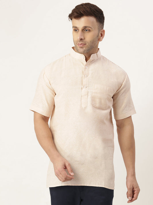 RIAG Men's Beige Cotton Short Ethnic Kurta