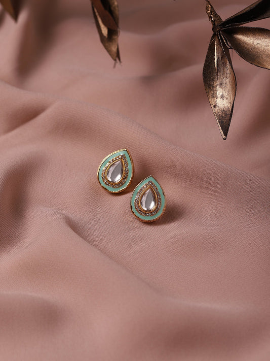 Blue Teardrop Shaped Studs Earrings - Ruby Raang Grab2Buy Ruby Raang Grab2Buy