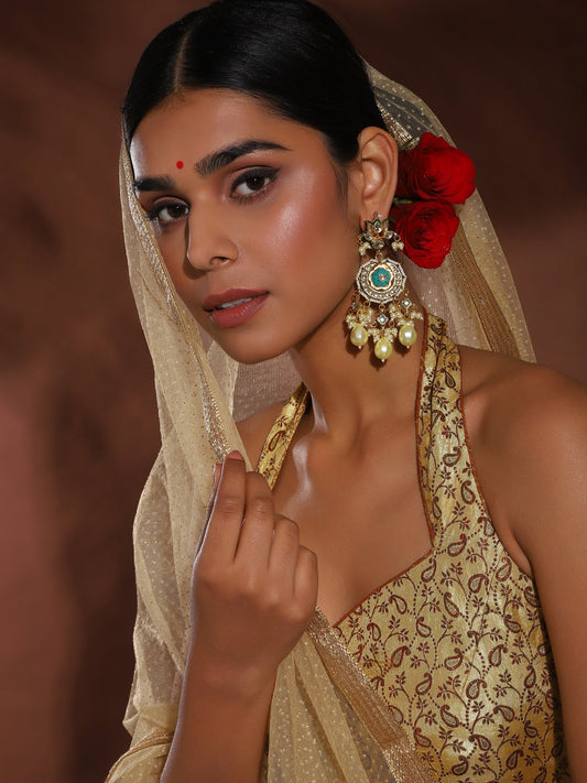 White Gold Plated Circular Drop Earrings - Ruby Raang - Grab2buy