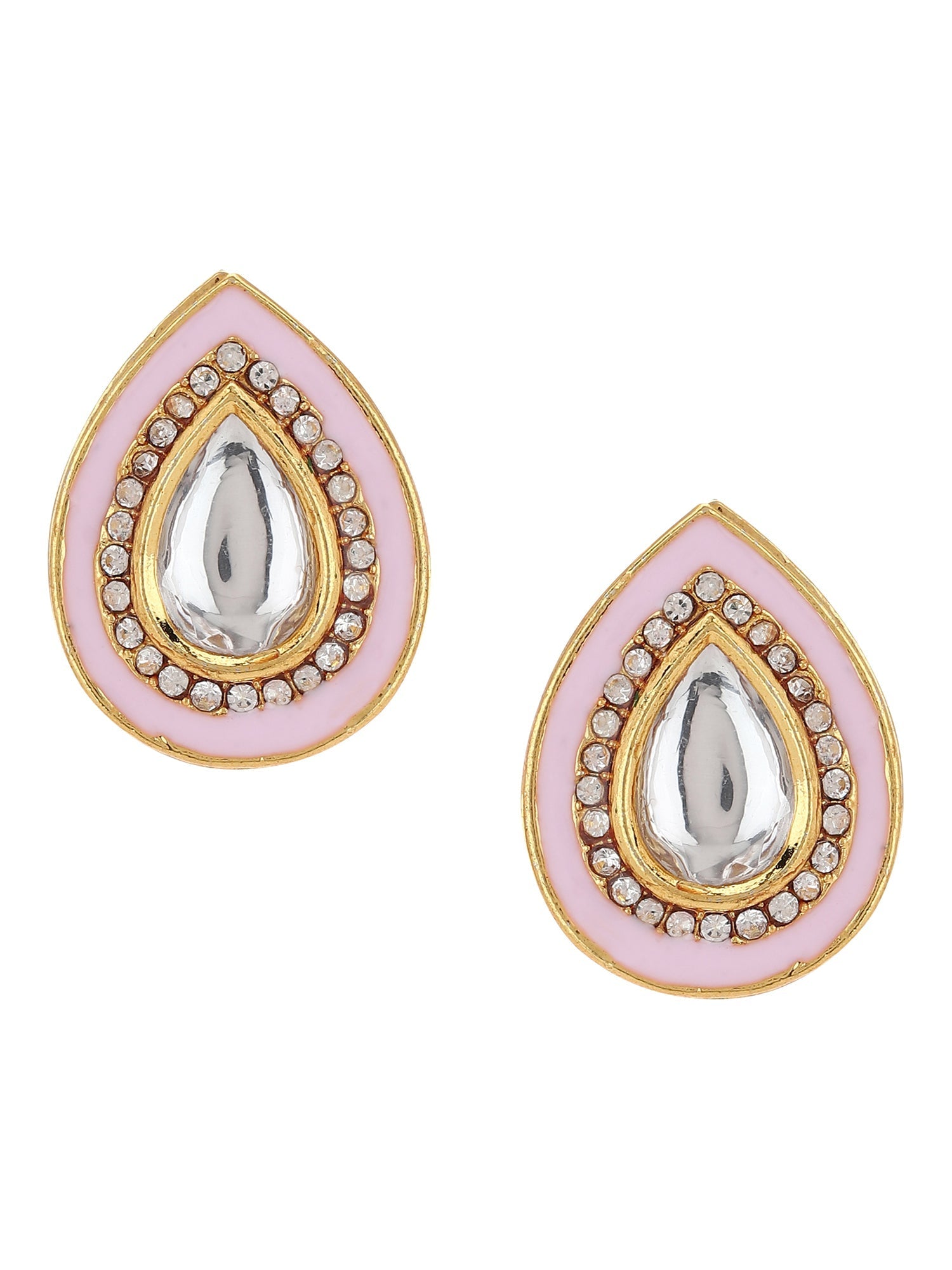 Pink Teardrop Shaped Drop Earrings - Ruby Raang - Grab2buy