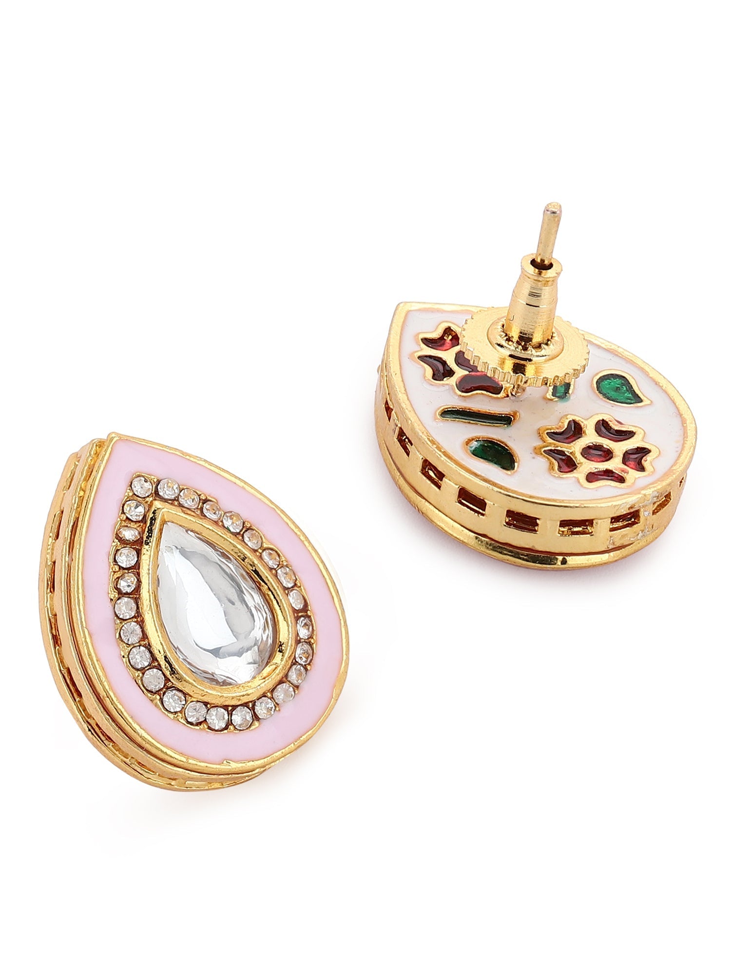 Pink Teardrop Shaped Drop Earrings - Ruby Raang - Grab2buy