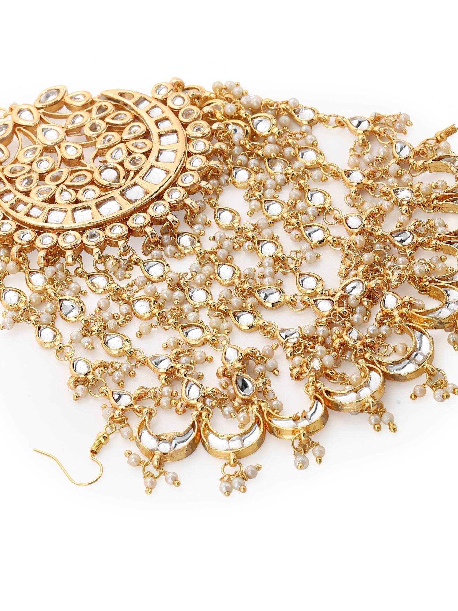 Gold-Plated White Kundan Jhoomarpassa - Ruby Raang - Grab2buy