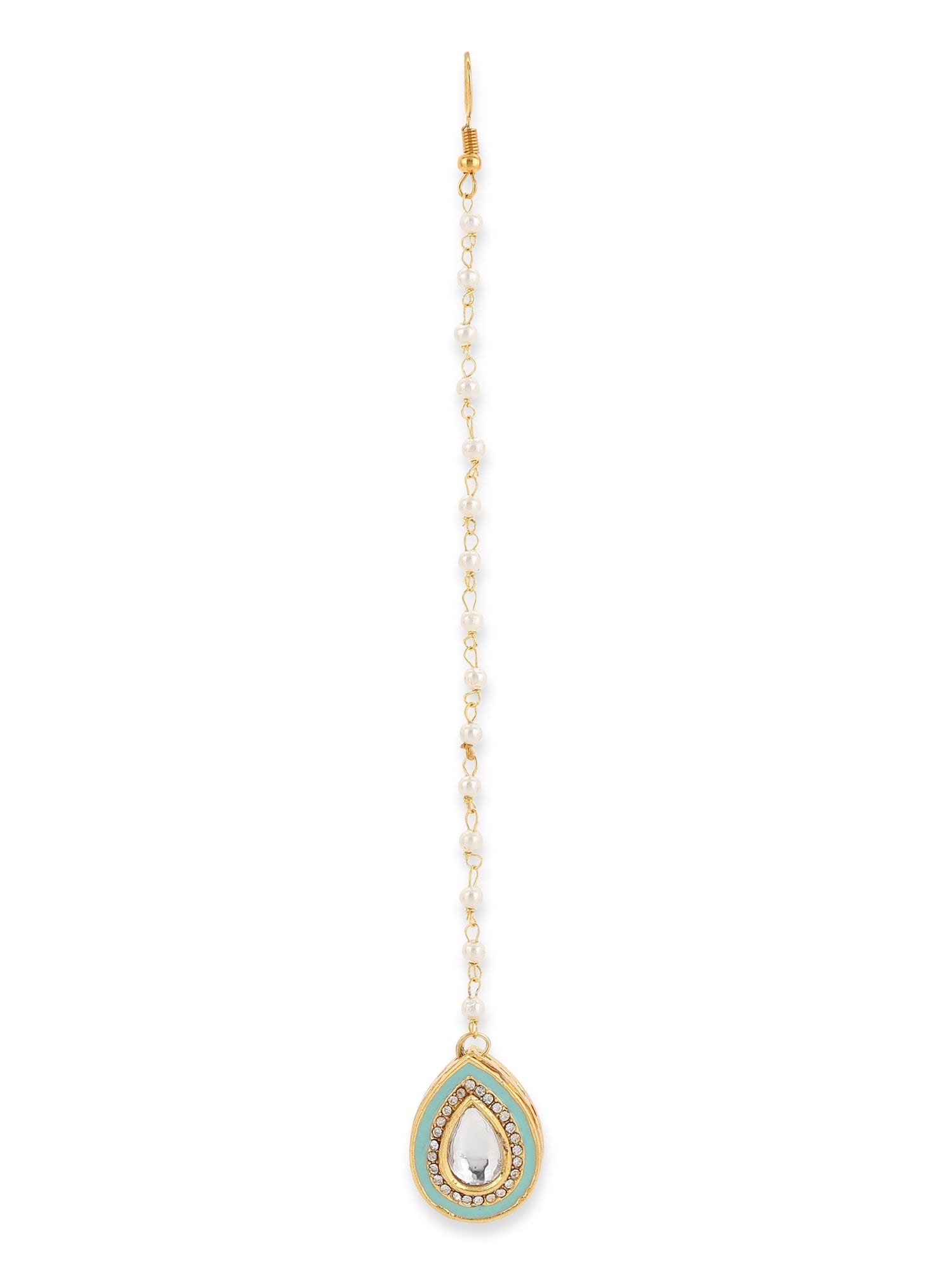Gold-Plated White Kundan-Studded Maangtika - Ruby Raang - Grab2buy