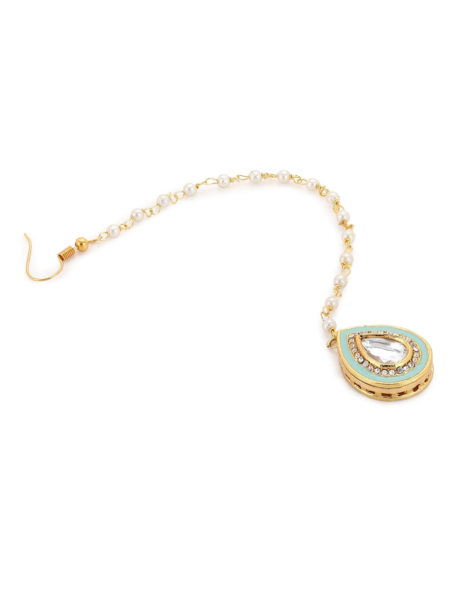Gold-Plated White Kundan-Studded Maangtika - Ruby Raang - Grab2buy