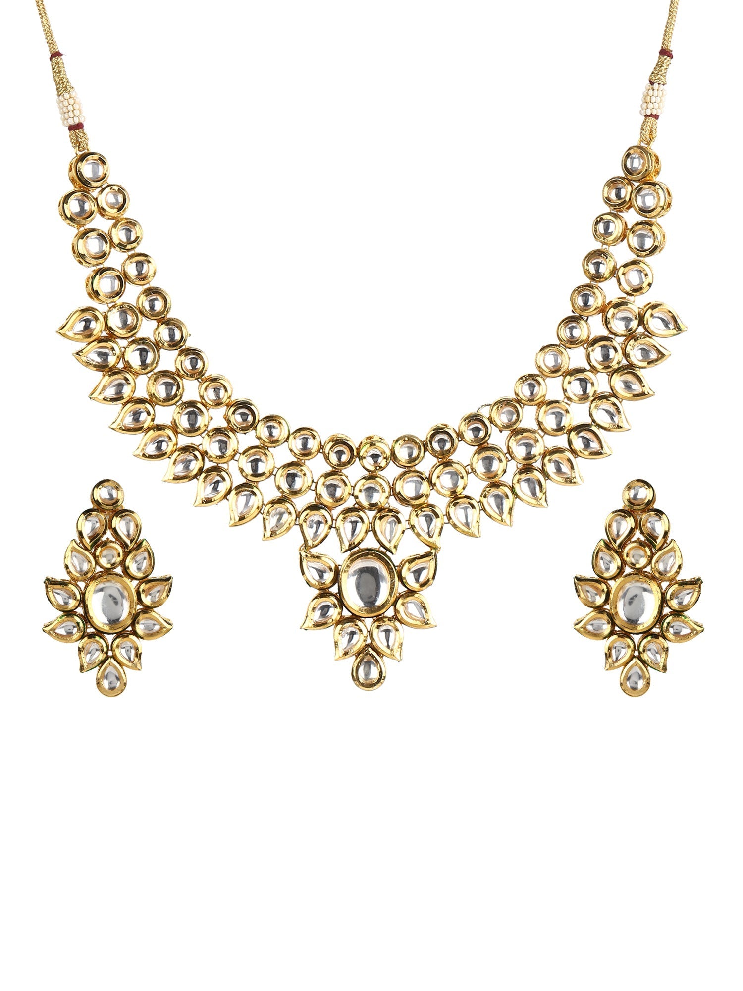 Gold-Plated Kundan Choker With Earring - Ruby Raang - Grab2buy