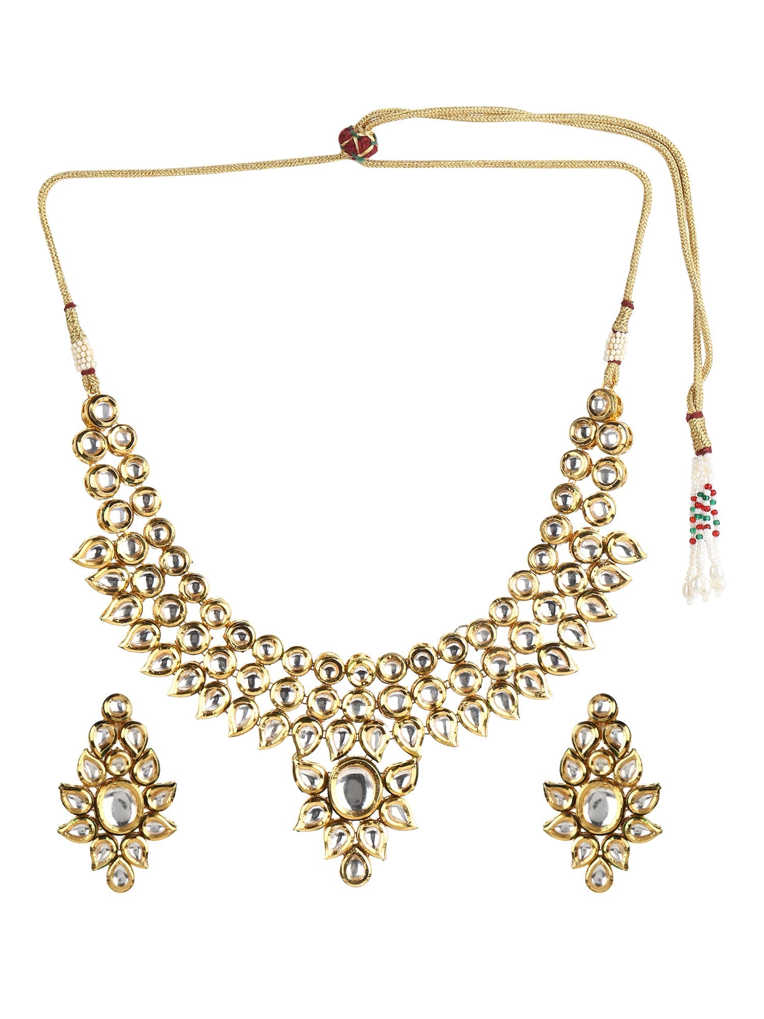Gold-Plated Kundan Choker With Earring - Ruby Raang - Grab2buy