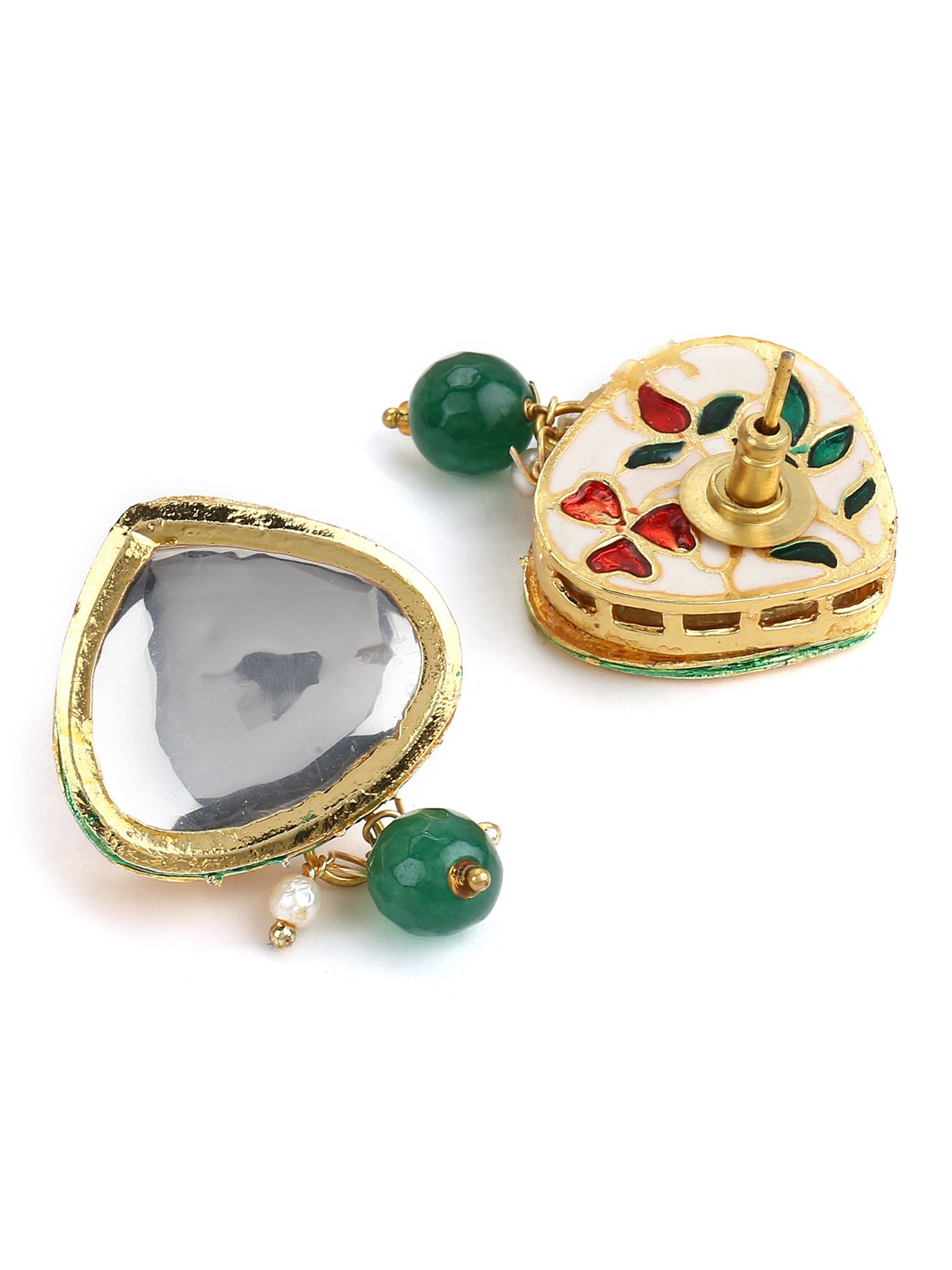 Green White Kundan Choker Jewellery Set - Ruby Raang - Grab2buy