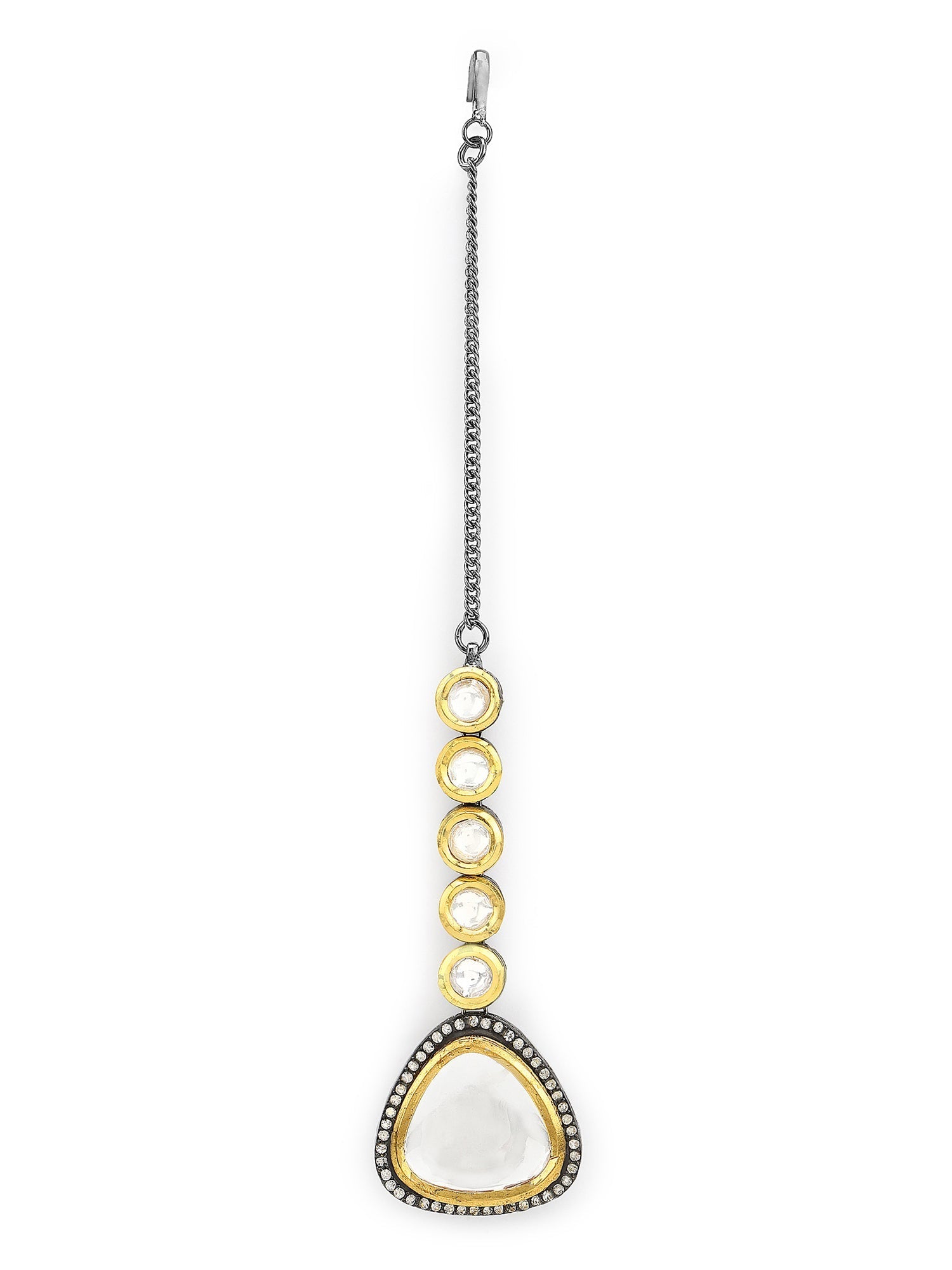 Silver-Plated Kundan Maang Tikka - Ruby Raang - Grab2buy