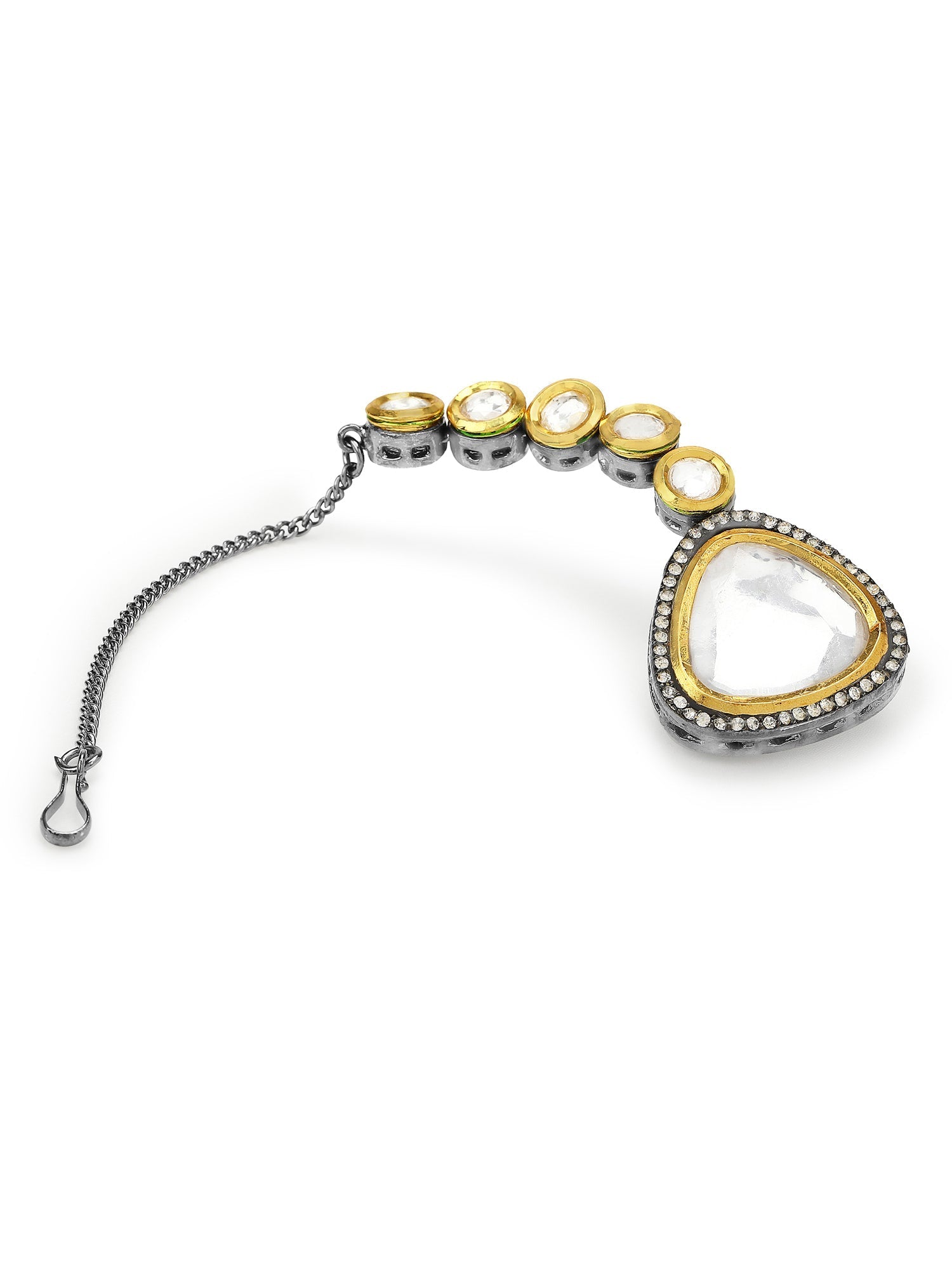 Silver-Plated Kundan Maang Tikka - Ruby Raang - Grab2buy