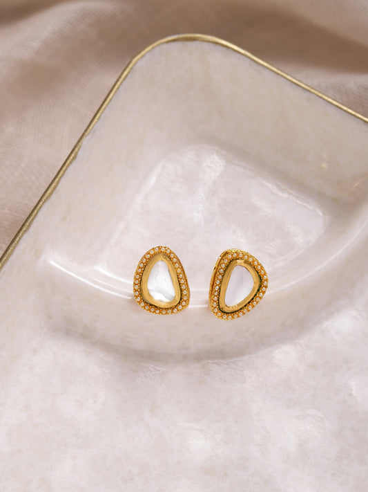 Gold-Plated Triangular Studs Earrings - Ruby Raang - Grab2buy