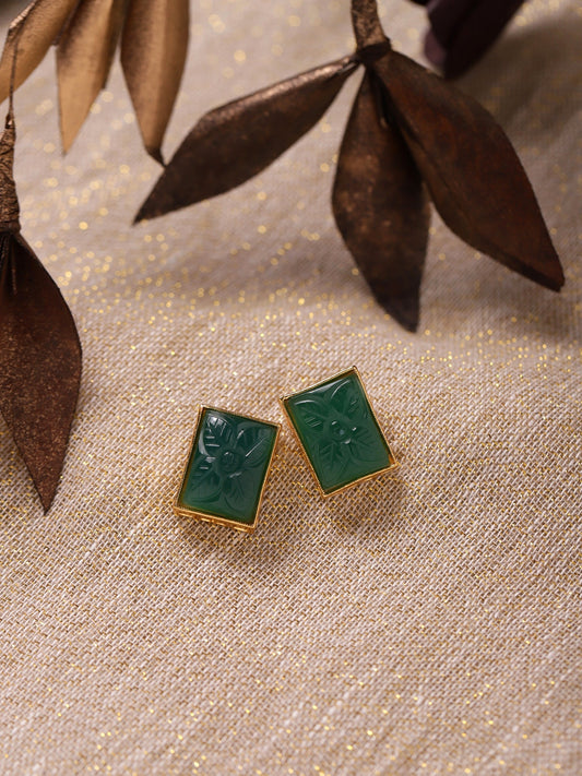 Green Square Studs Earrings - Ruby Raang - Grab2buy