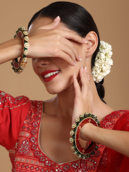 Meenakari Handcrafted Heavy Bangles (set of 2) - Ruby Raang Ruby Raang Studio