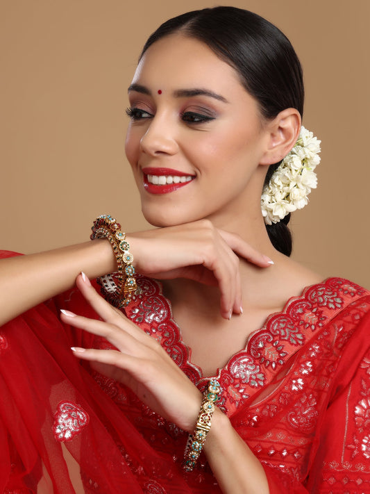Handcrafted Heavy Bangles (set of 2) - Ruby Raang