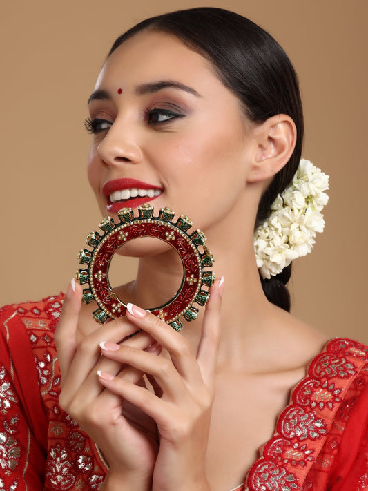 Meenakari Handcrafted Heavy Bangle - Ruby Raang