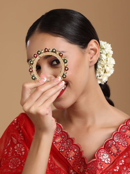 Pearl Meenakari Handcrafted Heavy Bangle - Ruby Raang