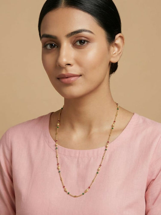 NVR Women Gold Plated Artificial Beads Chain