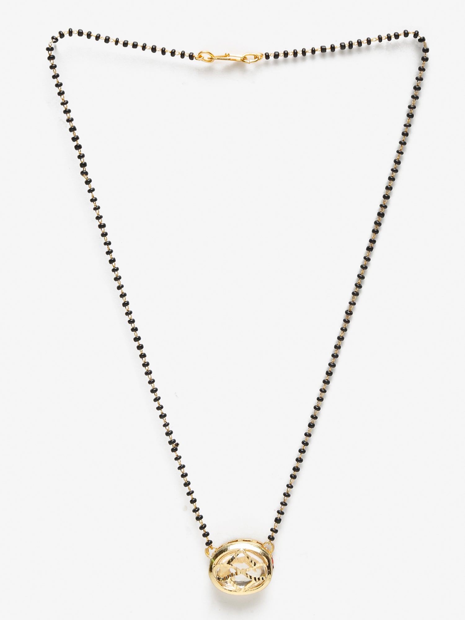 Gold-Plated Black Beaded Kundan Mangalsutra - Ruby Raang - Grab2buy