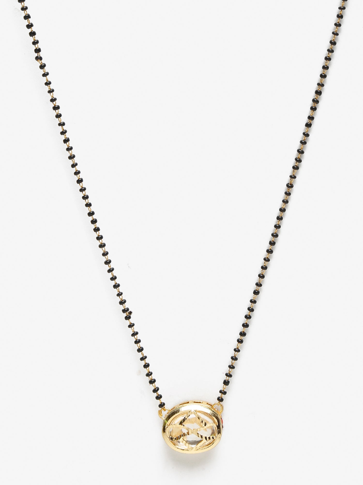 Gold-Plated Black Beaded Kundan Mangalsutra - Ruby Raang - Grab2buy
