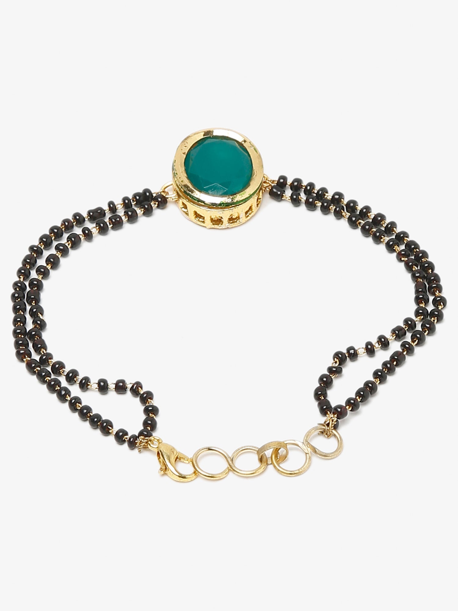 Black Gold-Plated Kundan Mangalsutra Bracelet - Ruby Raang - Grab2buy