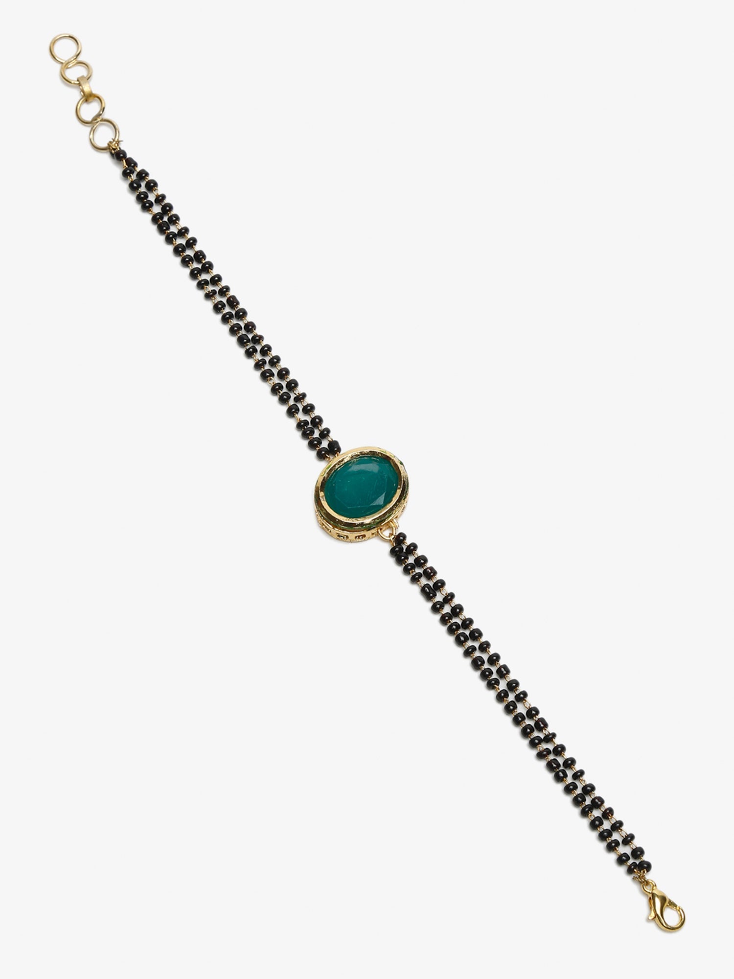 Black Gold-Plated Kundan Mangalsutra Bracelet - Ruby Raang - Grab2buy