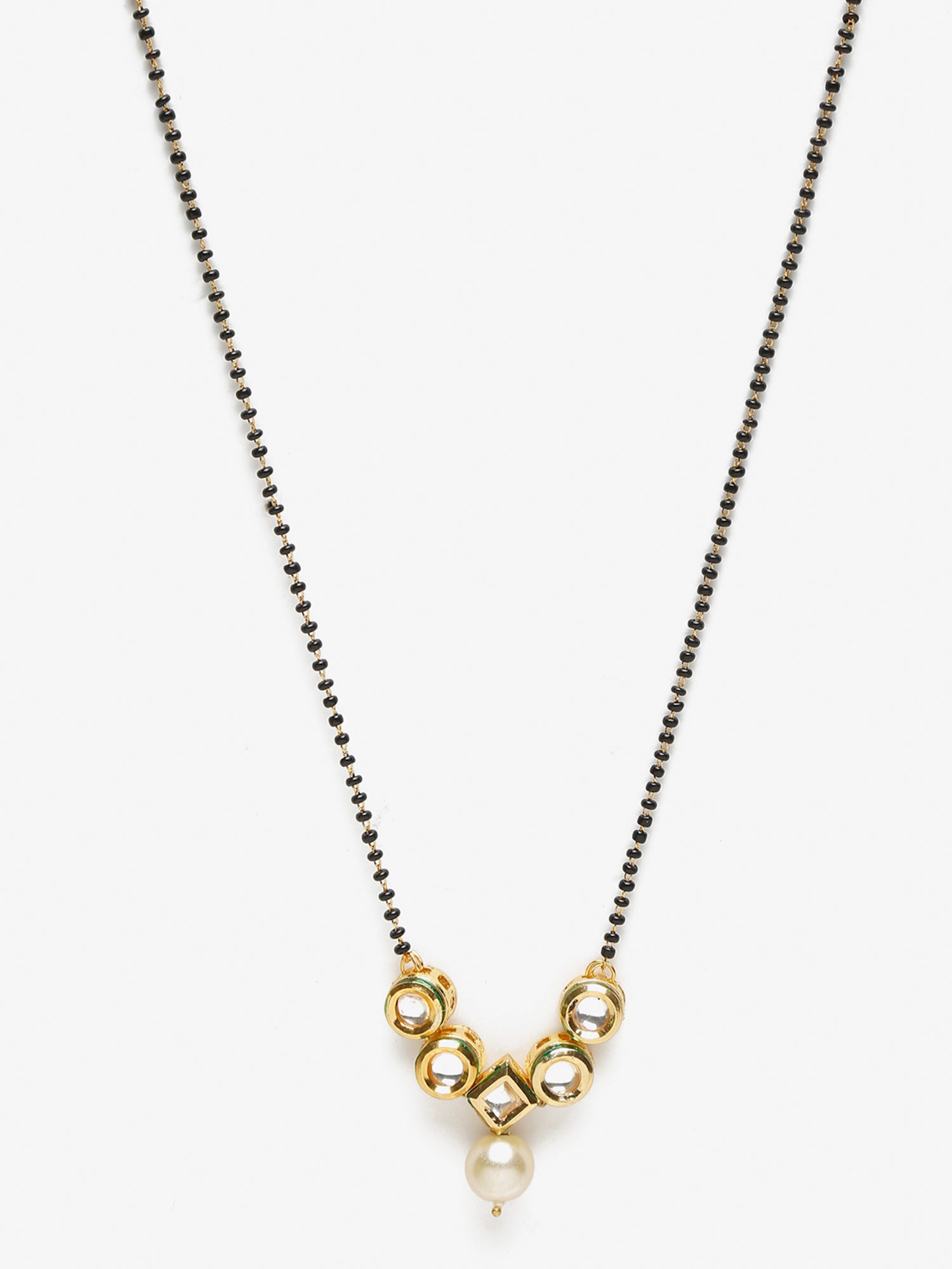 Black White Kundan Studded Mangalsutra - Ruby Raang - Grab2buy