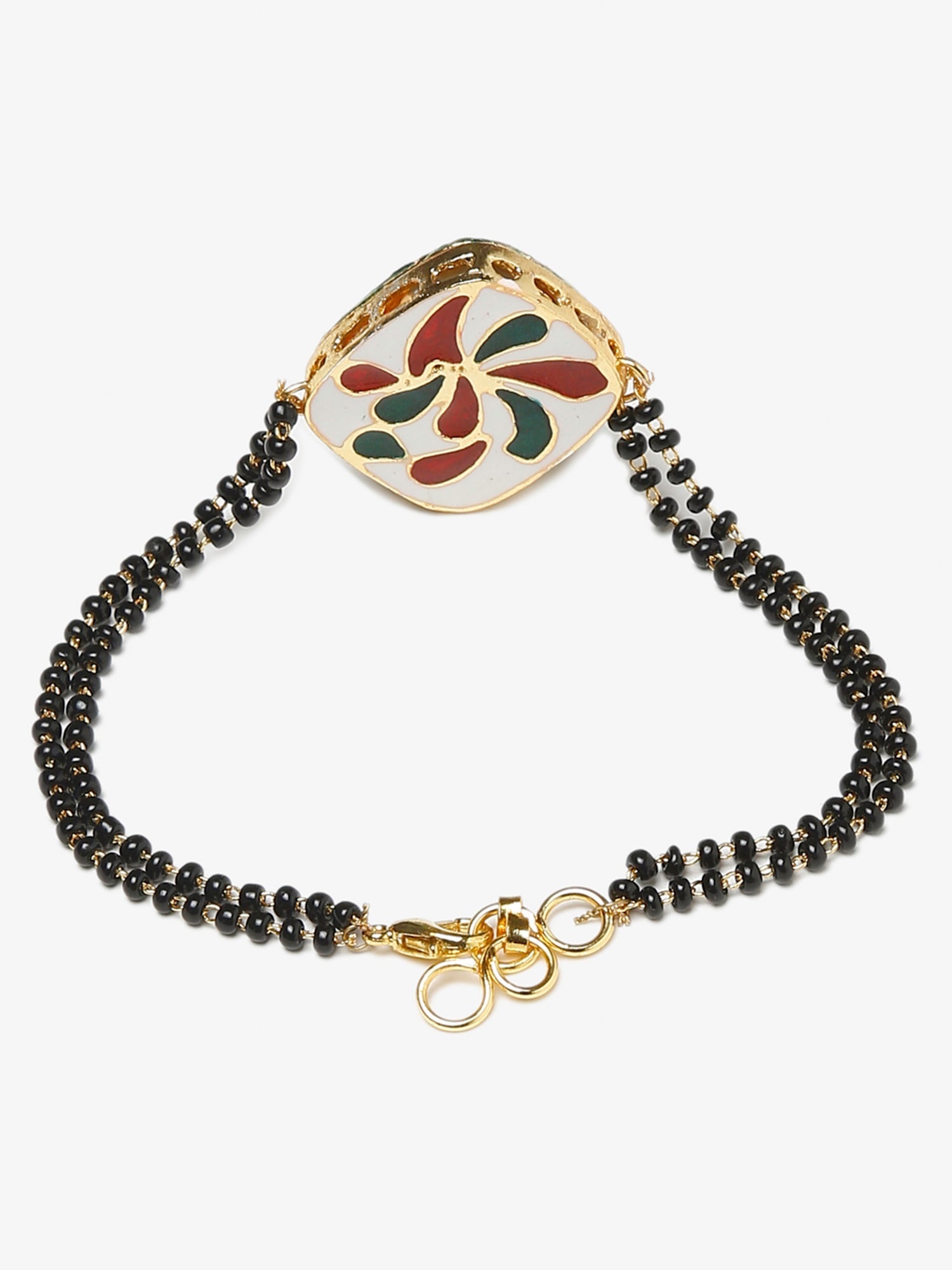 Women's Black Gold-Plated Kundan Mangalsutra Bracelet - Ruby Raang - Grab2buy