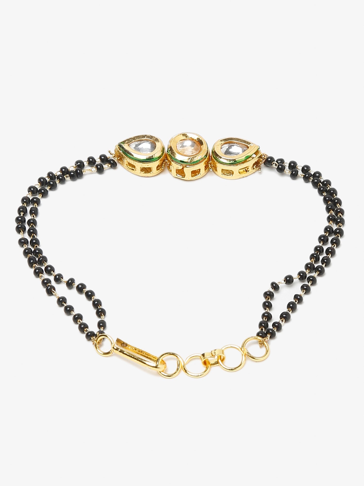 Black Gold-Toned Kundan Bracelet Mangalsutra - Ruby Raang - Grab2buy