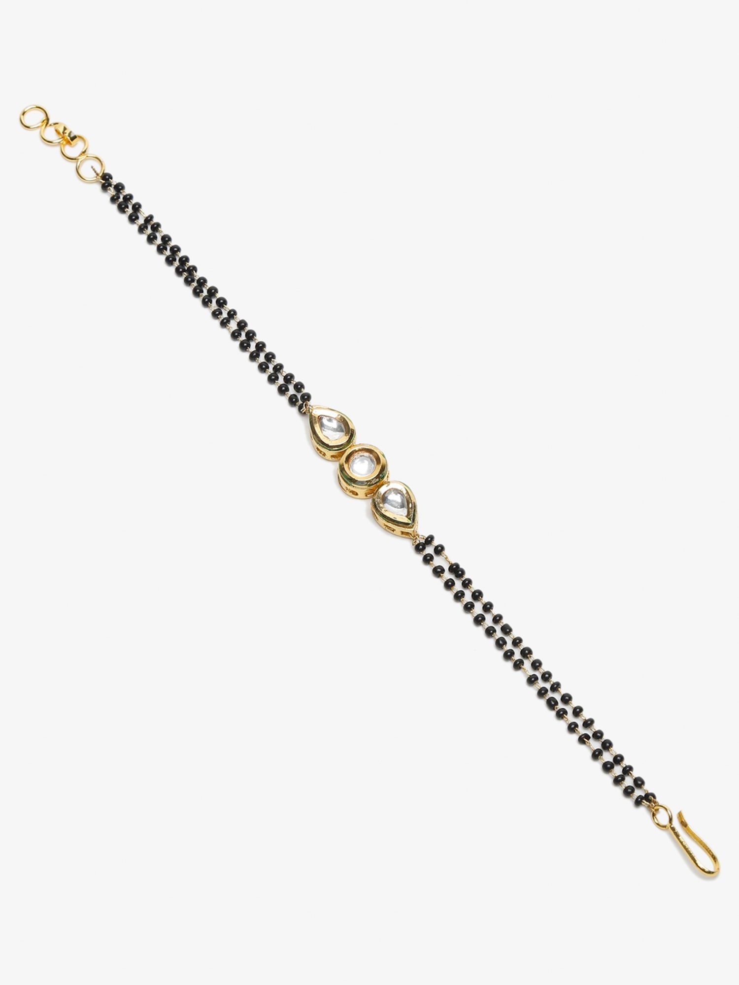 Black Gold-Toned Kundan Bracelet Mangalsutra - Ruby Raang - Grab2buy
