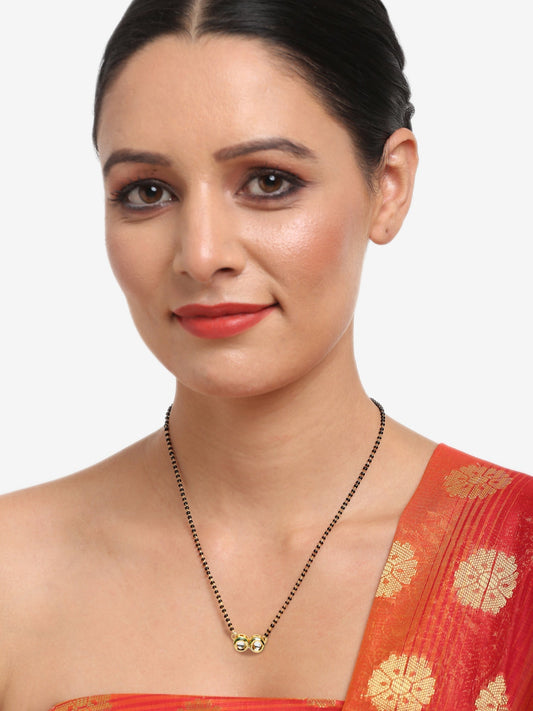 Black Gold-Toned Kundan Mangalsutra With Studs - Ruby Raang - Grab2buy