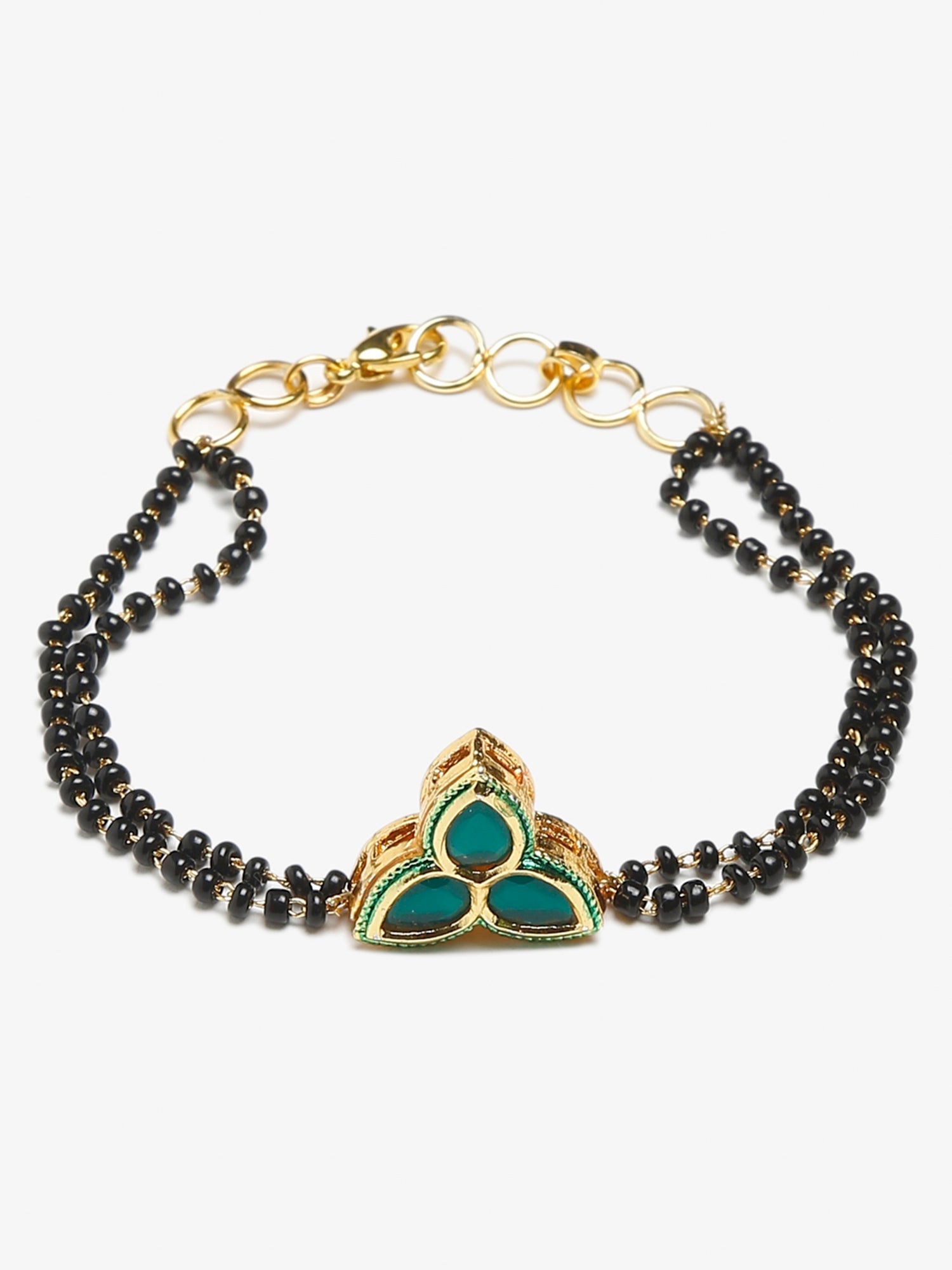 Women's Black Kundan Mangalsutra Bracelet - Ruby Raang - Grab2buy