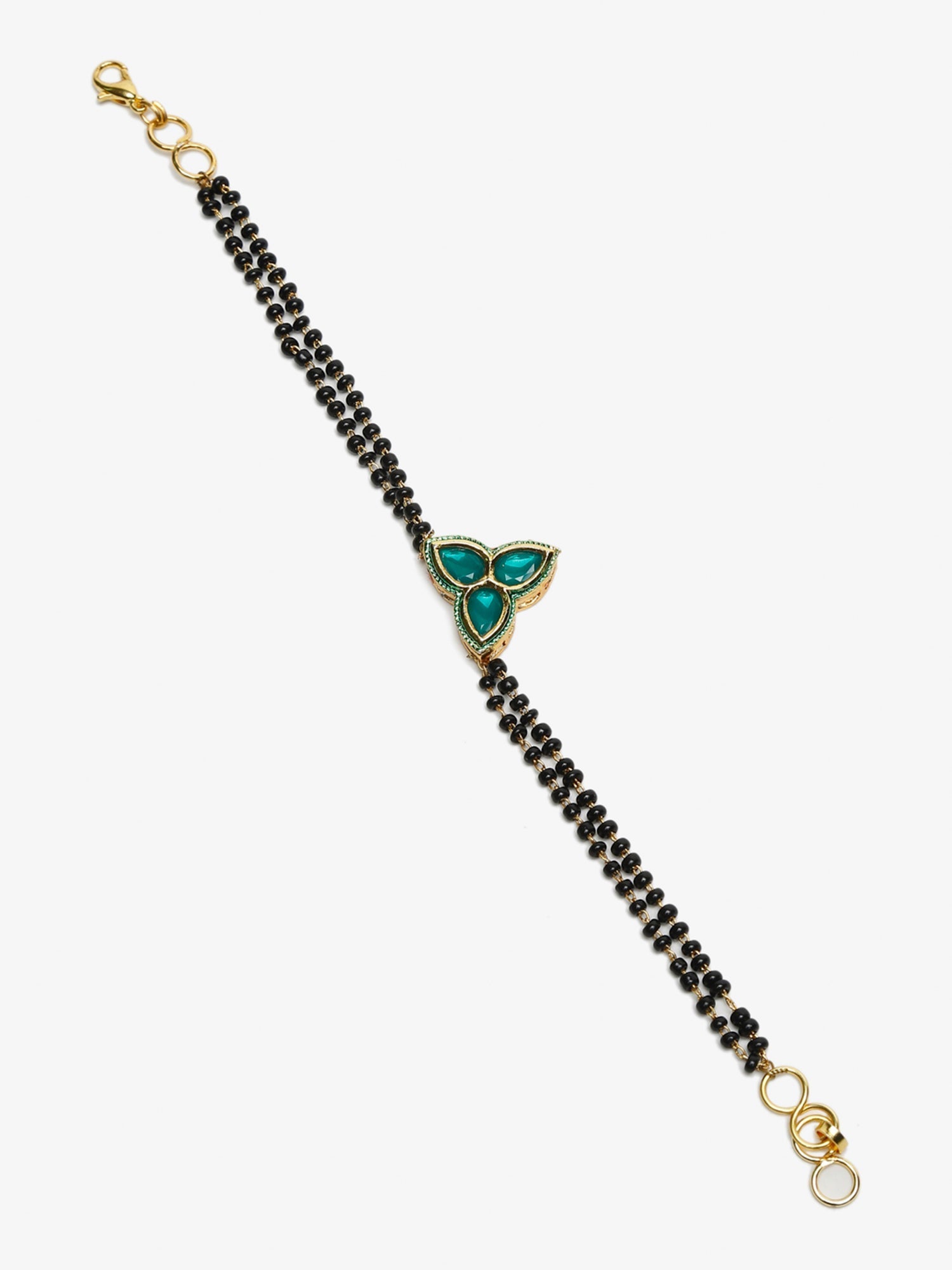 Women's Black Kundan Mangalsutra Bracelet - Ruby Raang - Grab2buy