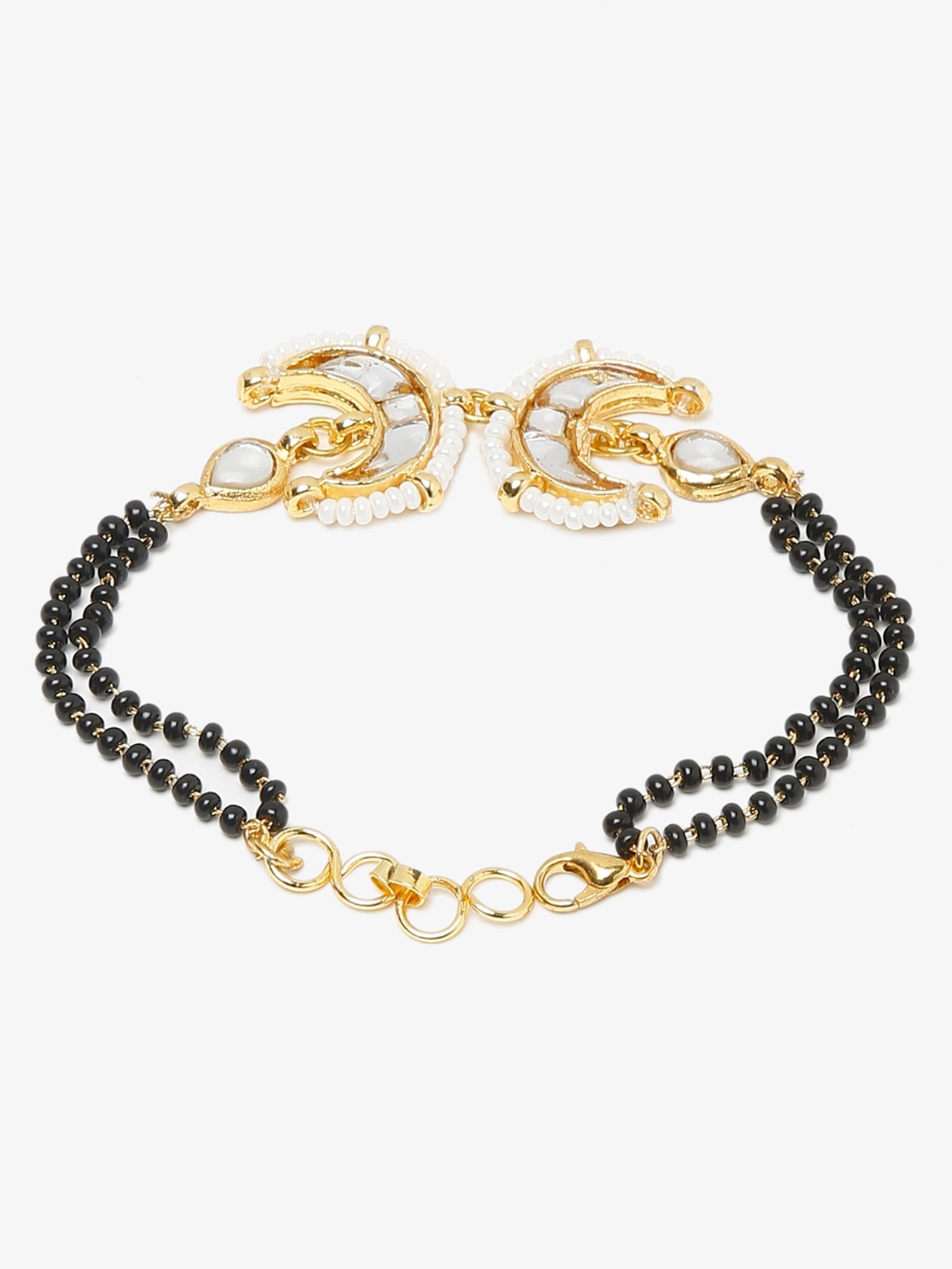 Women's Black Gold-Toned Multistrand Mangalsutra Bracelet - Ruby Raang - Grab2buy
