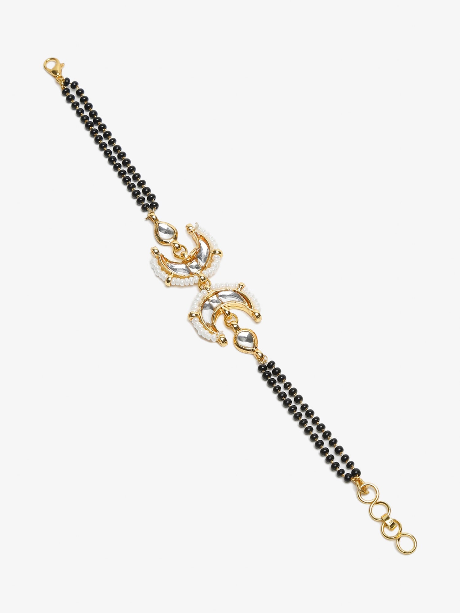 Women's Black Gold-Toned Multistrand Mangalsutra Bracelet - Ruby Raang - Grab2buy