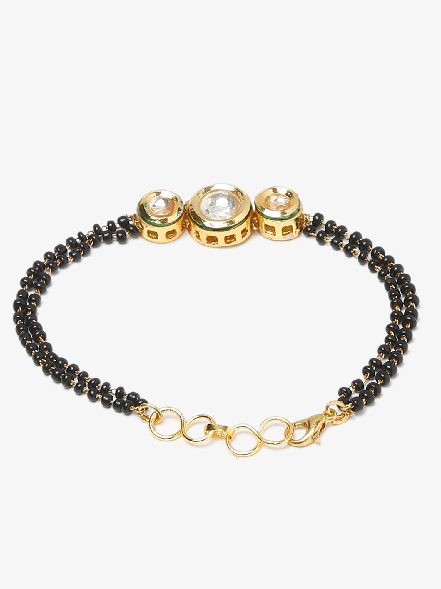 Black Gold-Toned Kundan Mangalsutra Bracelet - Ruby Raang - Grab2buy