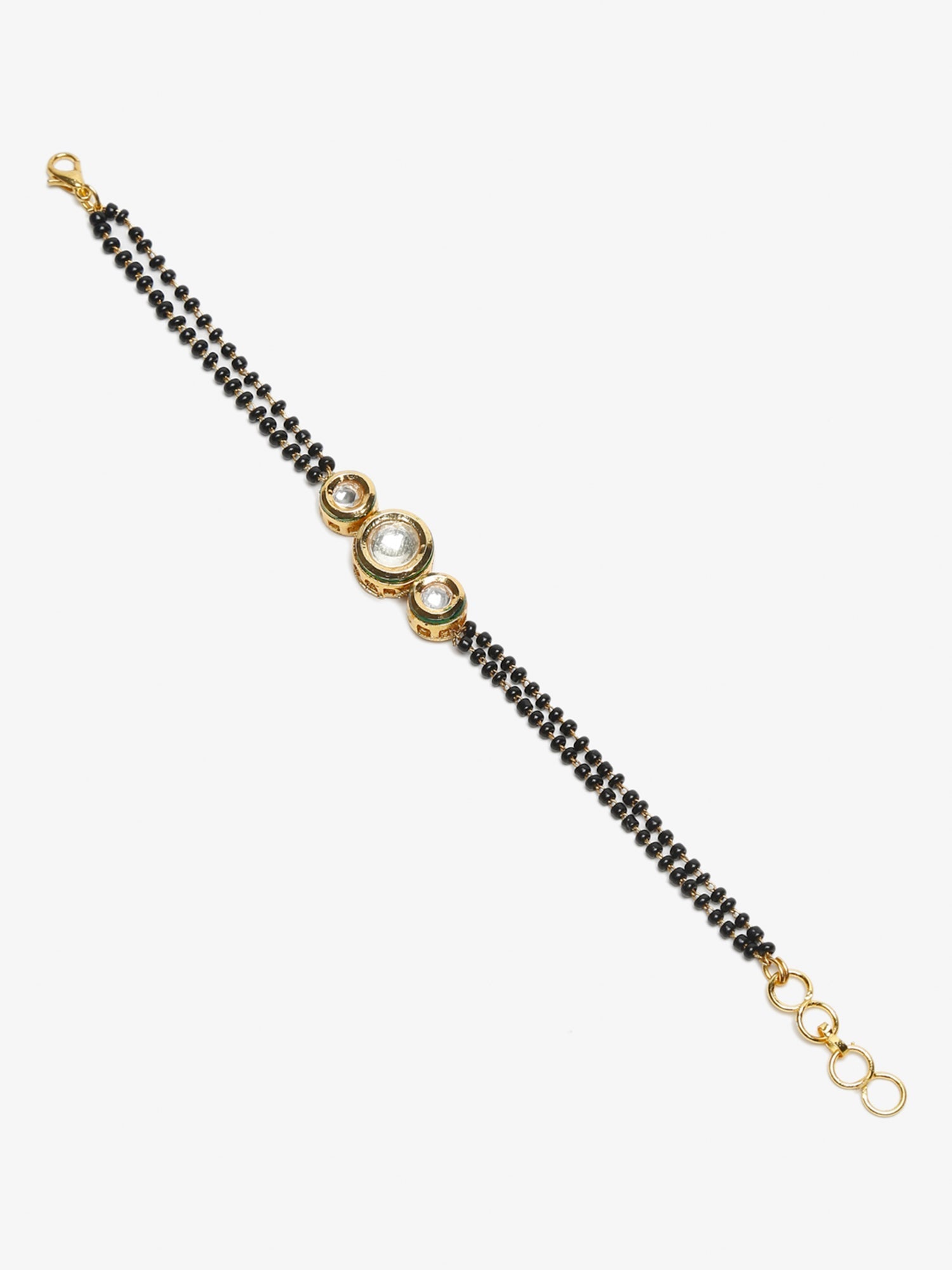 Black Gold-Toned Kundan Mangalsutra Bracelet - Ruby Raang - Grab2buy