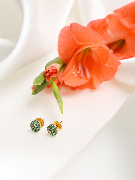 Green Gold-Toned Contemporary Studs Earrings - Ruby Raang - Grab2buy