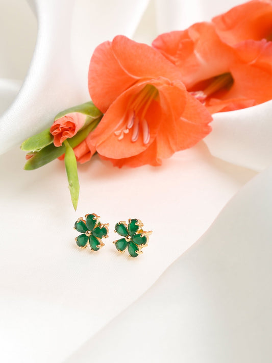 Green Contemporary Studs Earrings - Ruby Raang - Grab2buy