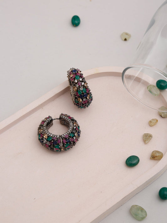 Multicoloured Contemporary Hoop Earrings - Ruby Raang - Grab2buy