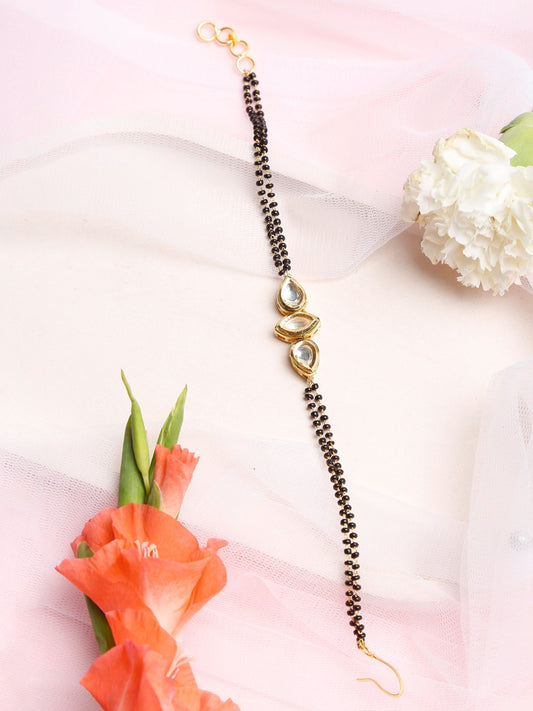 Women's Black Gold-Polished Kundan Mangalsutra Bracelet - Ruby Raang Grab2Buy Ruby Raang Grab2Buy