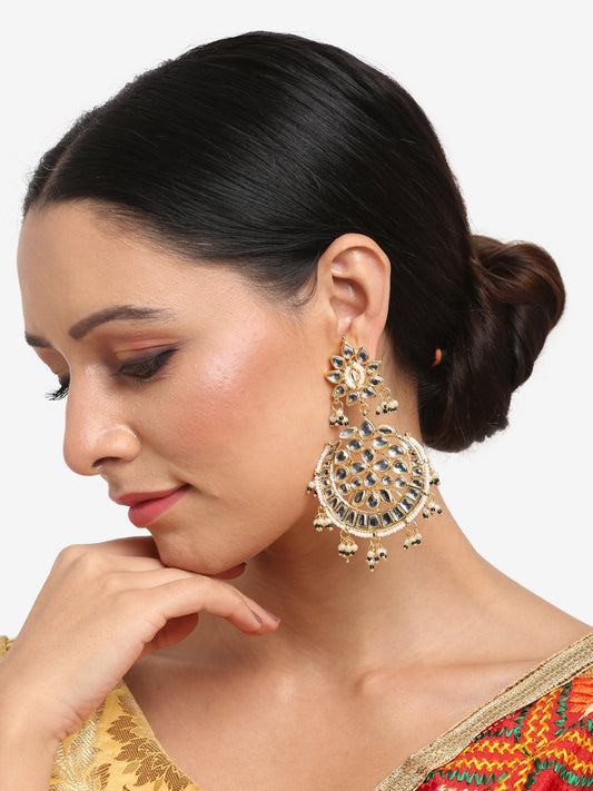 Green Contemporary Chandbalis Earrings - Ruby Raang - Grab2buy