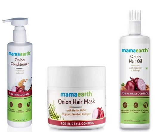 Mamaearth Onion Conditioner + Hair Mask + Hair Oil For Hair Fall Control Combo Pack Grab2Buy Mamaearth Grab2Buy