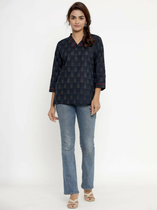 Miravan Women's Blue Printed Indigo Kurti | Grab2Buy