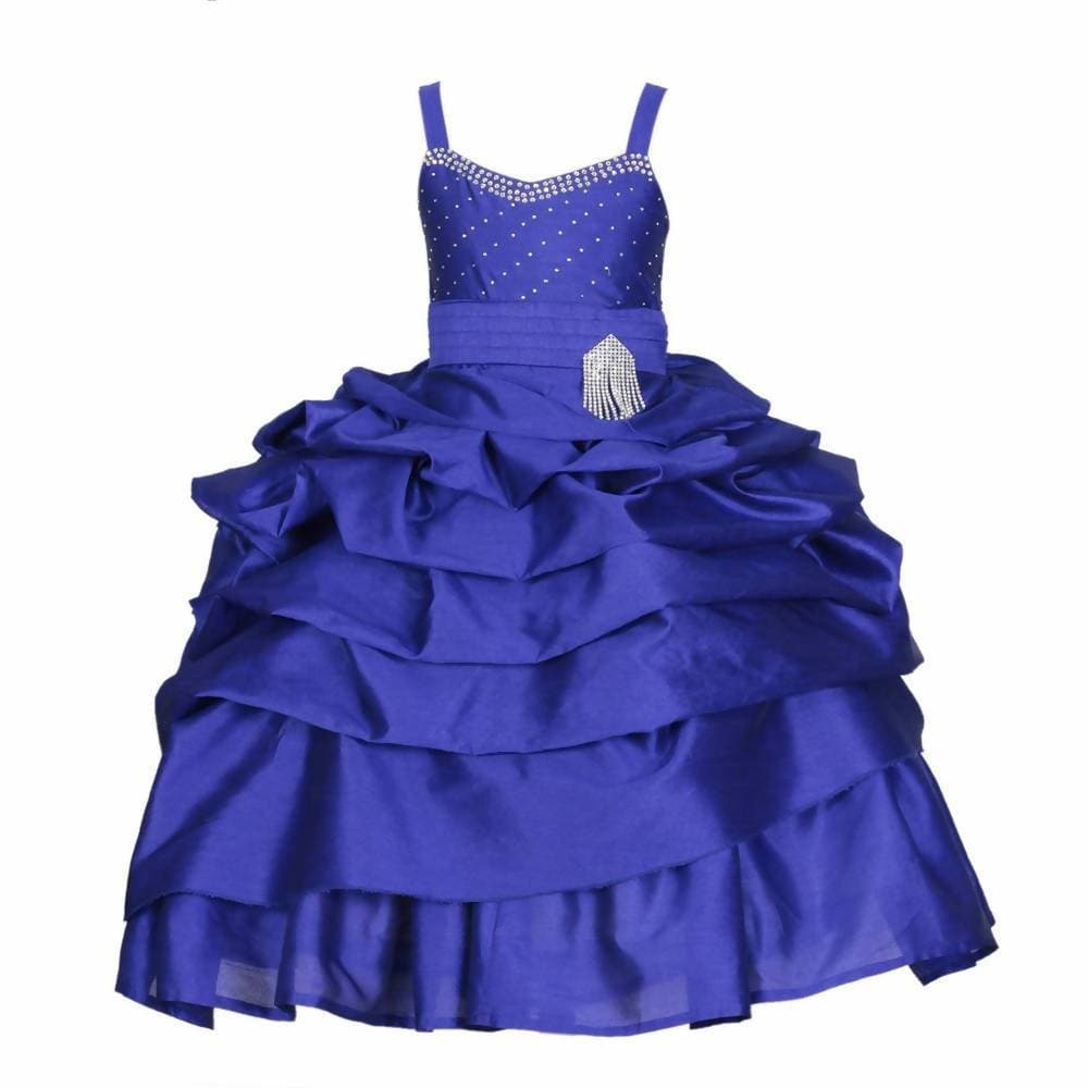 Asmaani Baby Girl's Blue Colour Satin A-Line Maxi Full Length Dress (AS-DRESS_22119) - Grab2buy