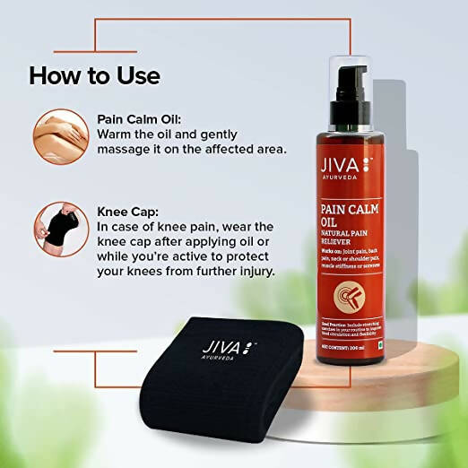Jiva Ayurveda Pain Calm Oil & Knee Cap Combo - Distacart