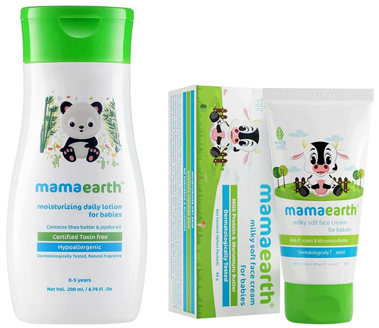 Mamaearth Daily Moisturizing Lotion & Milky Soft Natural Baby Face Cream for Babies Genie India