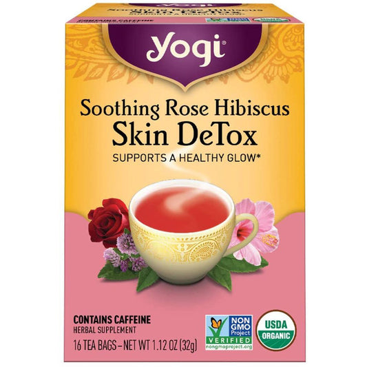 Yogi Tea | Skin DeTox | Herbal Tea | 16 Tea Bags | Soothing Rose Hibiscus