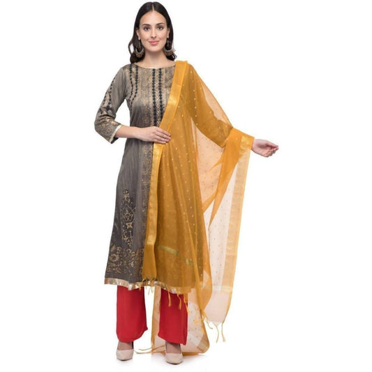 A R Silk Women's Chanderi Zari Work Musturd Regular Dupatta | Grab2Buy